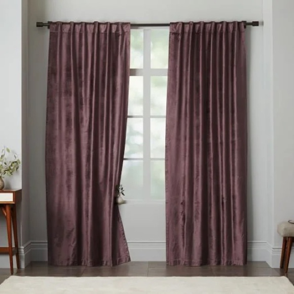 Set 2 / WEST ELM Luster Velvet Curtain 96”